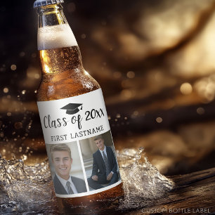 Class of Year and Name Graduation 2 Photos Classic Beer Bottle Label