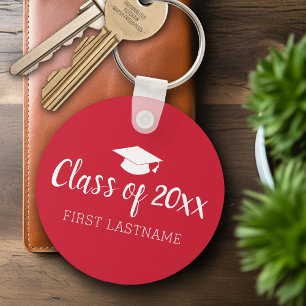 Class of Year and Name - Red Can Change Colour Key Ring