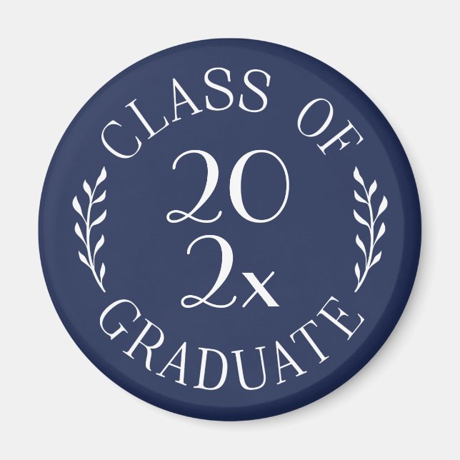 Class of Year Graduate Chic Typography Navy Blue Magnet (Front)