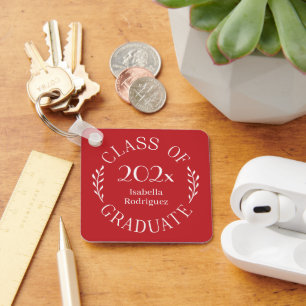 Class of Year Graduate Name Typography Red Key Ring