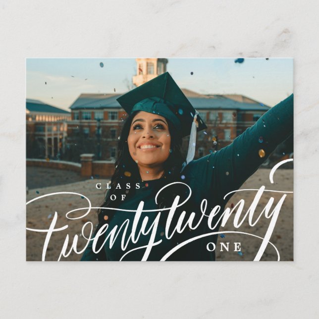 Class of Year Photo Graduation Announcement Postca Postcard (Front)