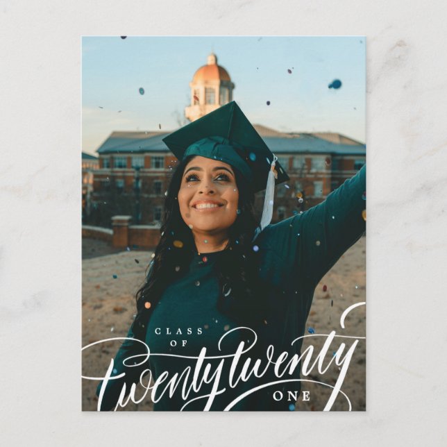 Class of Year Photo Graduation Announcement Postca Postcard (Front)