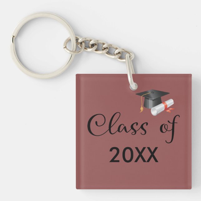 Class of Your Year Graduation Cap Key Ring (Front)