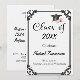 Class of Your Year Large Text Graduation Invitation