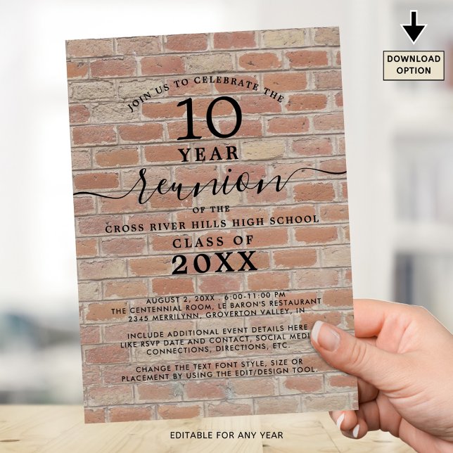 Class Reunion Any Year Brick Invitation (Creator Uploaded)
