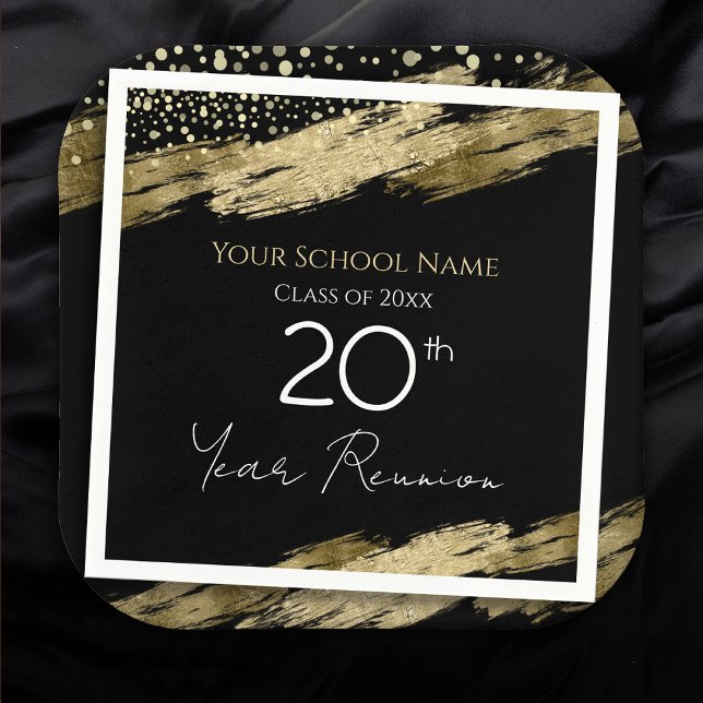 Class Reunion Black and Gold Napkin (Creator Uploaded)