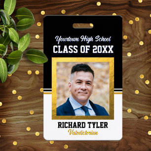 Class Reunion Black and Gold Photo ID Badge