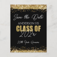 Class Reunion Black and Gold Save the Date