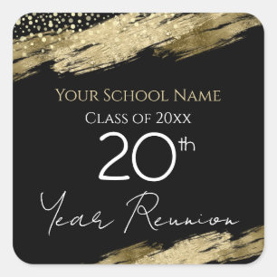 Class Reunion Black and Gold Square Sticker