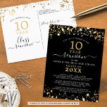 Class Reunion Black Gold Stars Lights Any Year Postcard<br><div class="desc">Modern and elegant class reunion postcard invitation for any year reunion (shown for a 10 Year) featuring gold stars and lights, elegant handwritten script typography and a custom colour background (shown in black) that you can change to your school colour or party theme colour. All text is editable to make...</div>