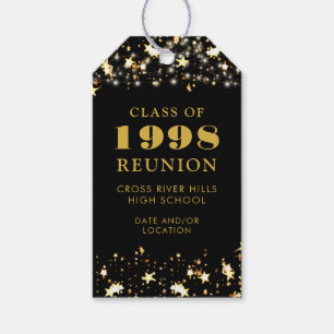 Class Reunion Black Gold Stars Personalised Gift Tags
