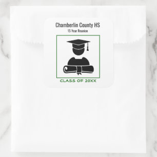 Class Reunion Black Green Custom Designed Square Sticker