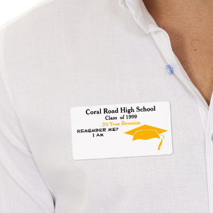 Class Reunion Black Orange Paper Name Tag