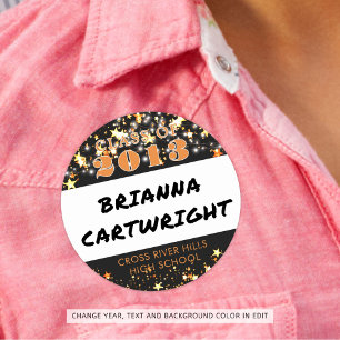 Class Reunion Black Orange Stars Name Tags