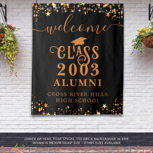Class Reunion Black Orange Welcome Class Year Tapestry