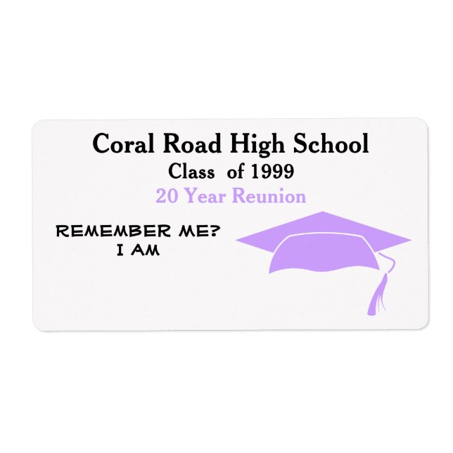Class Reunion Black Violet Paper Name Tag (Front)