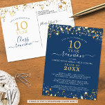Class Reunion Blue Gold Stars Lights Any Year Postcard<br><div class="desc">Modern and elegant class reunion postcard invitation for any year reunion (shown for a 10 Year) featuring gold stars and lights, elegant handwritten script typography and a custom colour background (shown in blue) that you can change to your school colour or party theme colour. All text is editable to make...</div>