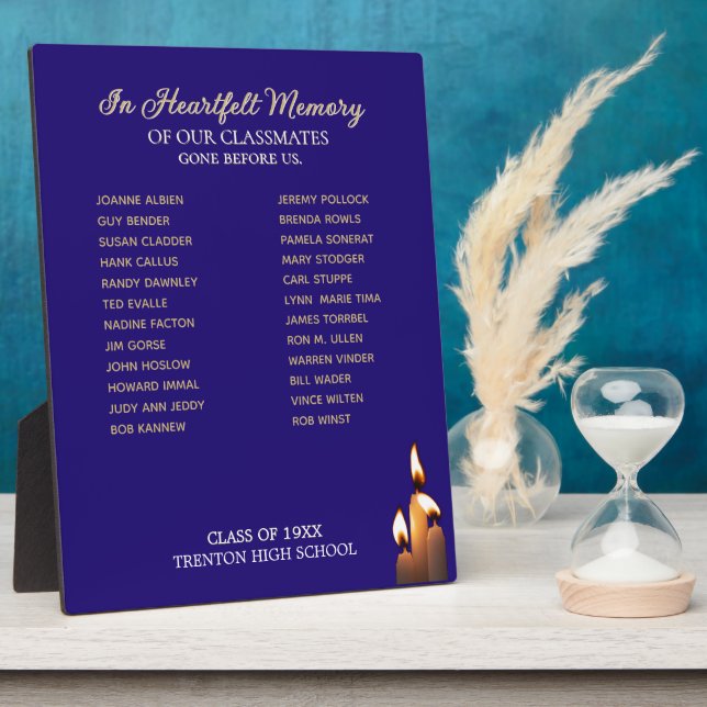 Class Reunion Classmate Memorial   Plaque (Side)