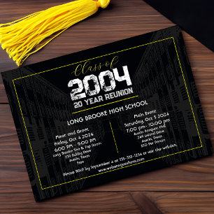 Class Reunion Elegant Black - 20 Year Reunion Invitation