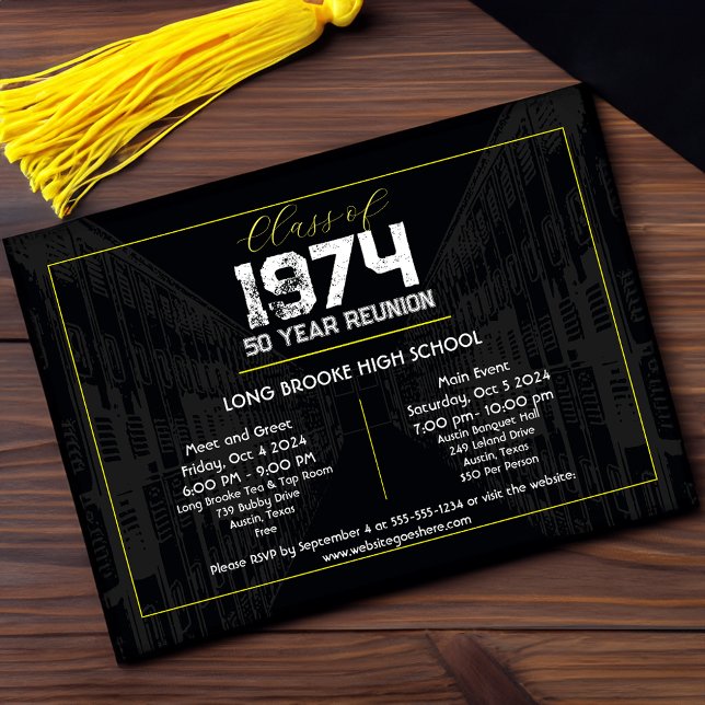 Class Reunion Elegant Black - 50 Year Reunion Invitation (Creator Uploaded)