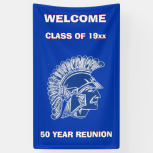 CLASS REUNION GRADUATION BLUE TROJAN BANNER