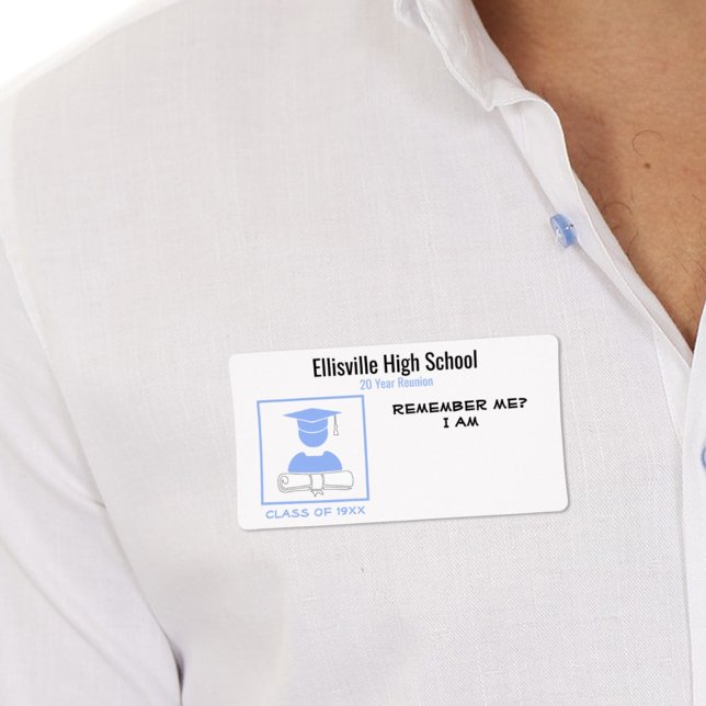 Class Reunion / Graduation Pale Blue Name Tag (Creator Uploaded)