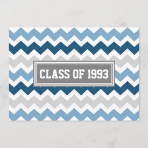 Class Reunion Invitations Grey Blue Chevron