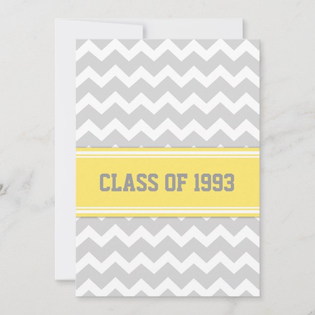 Class Reunion Invitations Grey Lemon Chevron (Front)