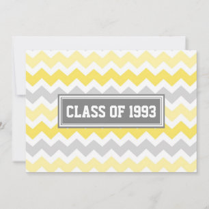 Class Reunion Invitations Grey Yellow Chevron