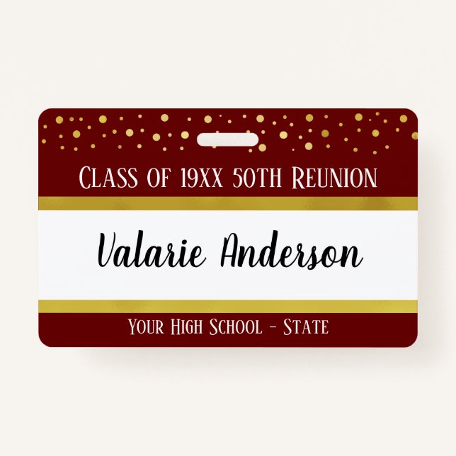 Class Reunion Keepsake Identification ID Badge (Front)