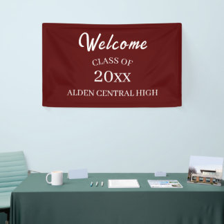 Class Reunion Maroon and White Welcome Banner