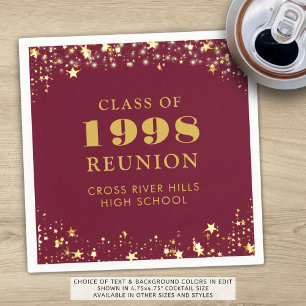 Class Reunion Maroon Gold Personalised Napkin