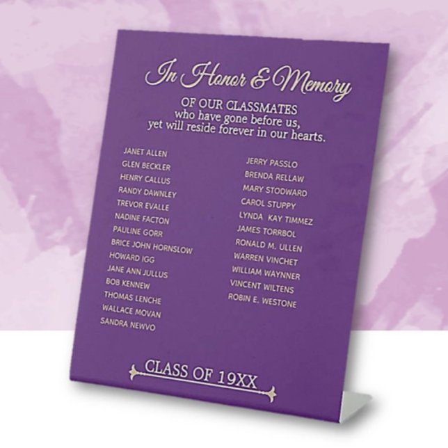 Class Reunion Memorial Tribute  Pedestal Sign (Creator Uploaded)