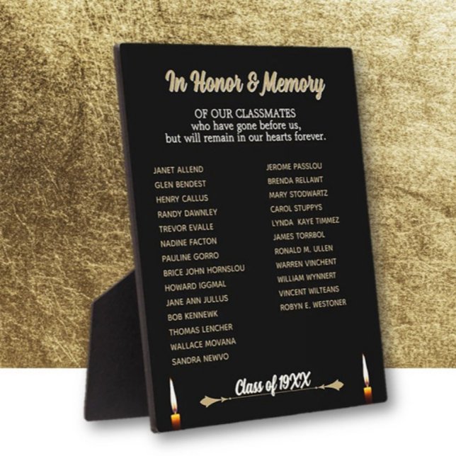 Class Reunion Memorial Tribute tabletop Plaque (Creator Uploaded)