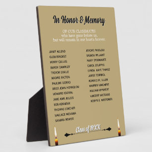 Class Reunion Memorial Tribute tabletop Plaque