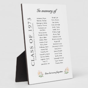 Class Reunion Memorial - Up to 40 Names Plaque