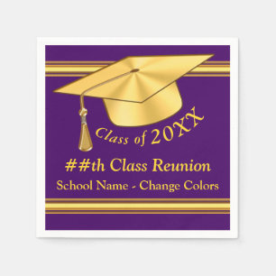 Class Reunion Napkins, Purple, Gold or Any COLORS Napkin
