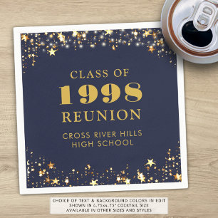 Class Reunion Navy Blue Gold Personalised Napkin