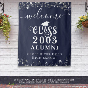 Class Reunion Navy Blue Welcome Class Year Alumni Tapestry