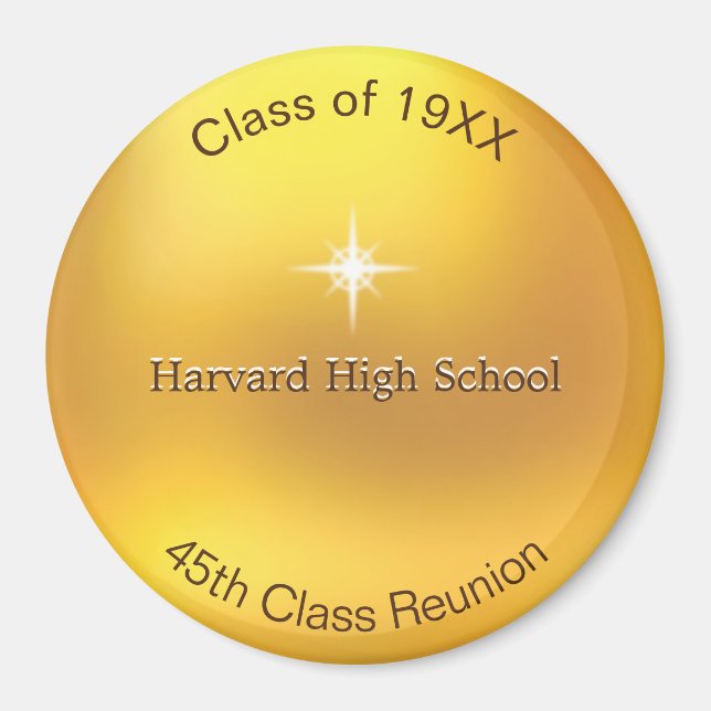 Class Reunion on Golden Gift Favour Magnet (Front)
