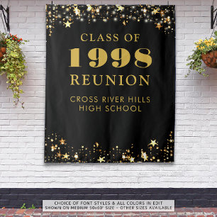 Class Reunion Photo Booth Black Gold Backdrop Tapestry