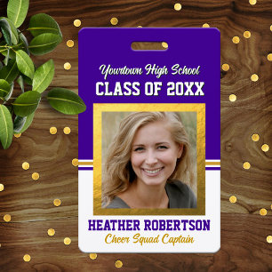 Class Reunion Purple and Gold Photo ID Badge