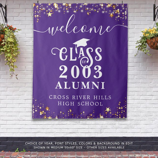 Class Reunion Purple Welcome Class Year Alumni Tapestry (Creator Uploaded)