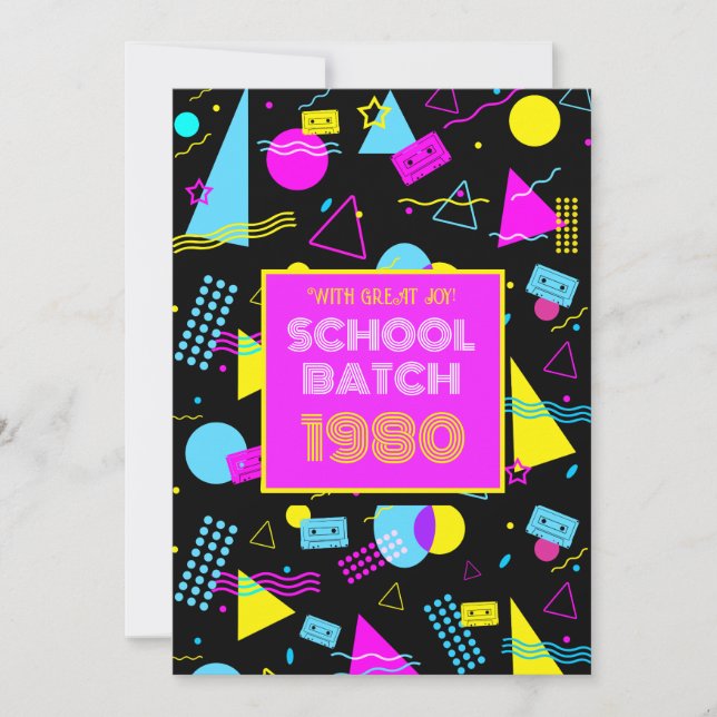 Class Reunion Retro School 80's Style   Invitation (Front)