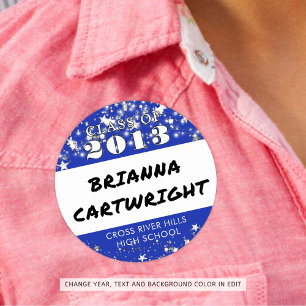 Class Reunion Royal Blue Silver Stars Name Tags
