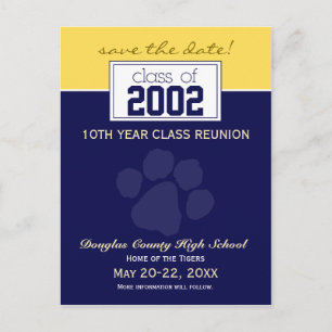 Class Reunion Save-the-Date Announcement (blue) Postcard