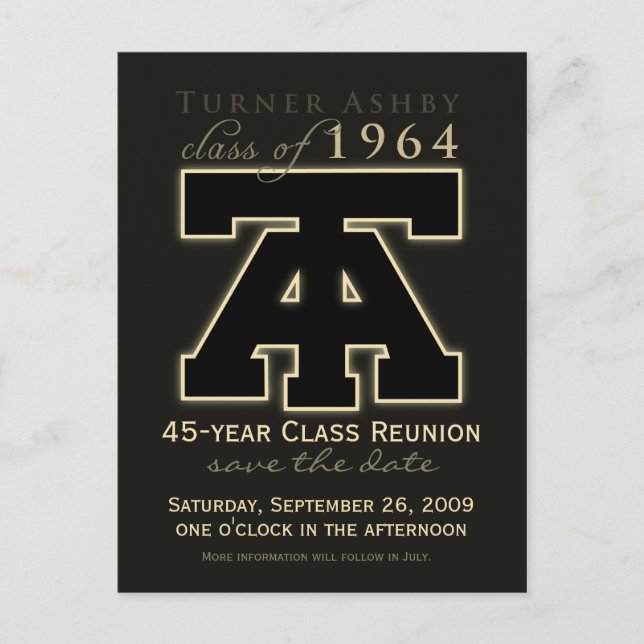 Class Reunion Save-the-Date Announcement Postcard (Front)