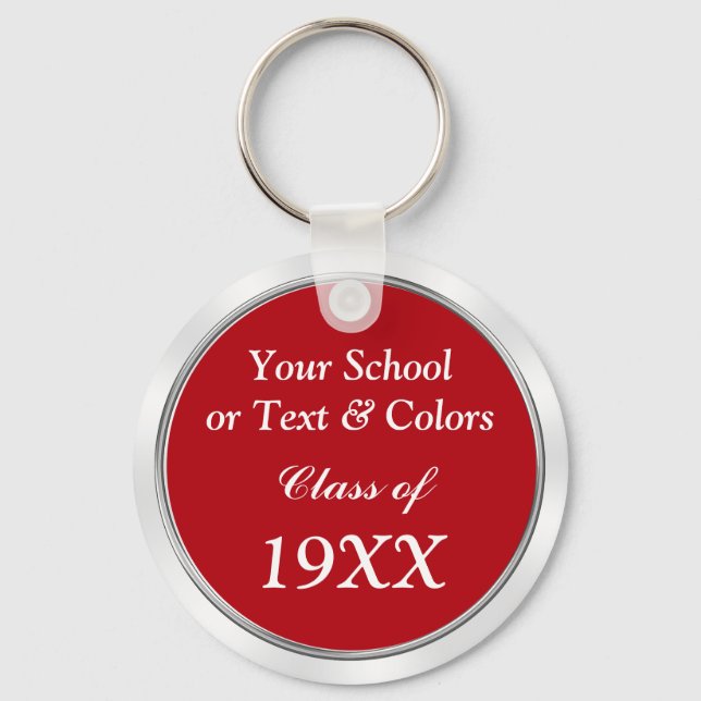 Class Reunion Souvenirs, School Name, Year, Colour Key Ring (Front)