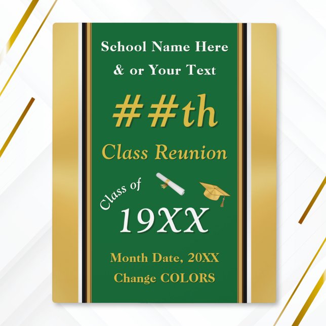 Class Reunion Table Decorations Ideas, Green Gold Plaque (Green and Gold, Class Reunion Table Decorations, Plaque. Custom class reunion ideas. 55th 50th 40th.)
