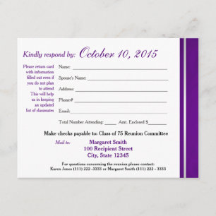 Class Reunion Varsity Stripe Response Card